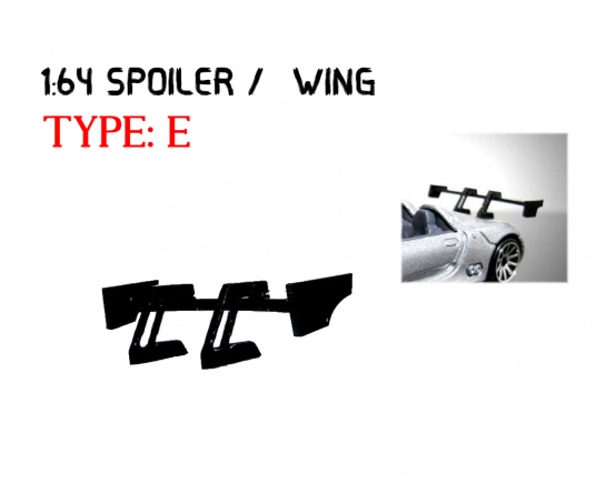 SW-E > 1:64 Custom Spoiler / Wing Black Acrylic >Self Assemble hot wheels tomica