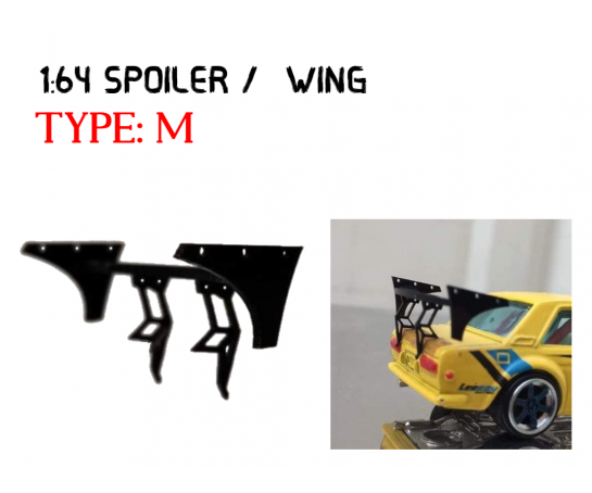SW-M > 1:64 Custom Spoiler / Wing Black Acrylic >Self Assemble hot wheels tomica
